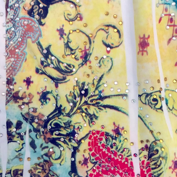 Cristina Love Summer Maxi Dress Women Medium Blue Yellow Touch of Bling Sundress - Picture 11 of 11